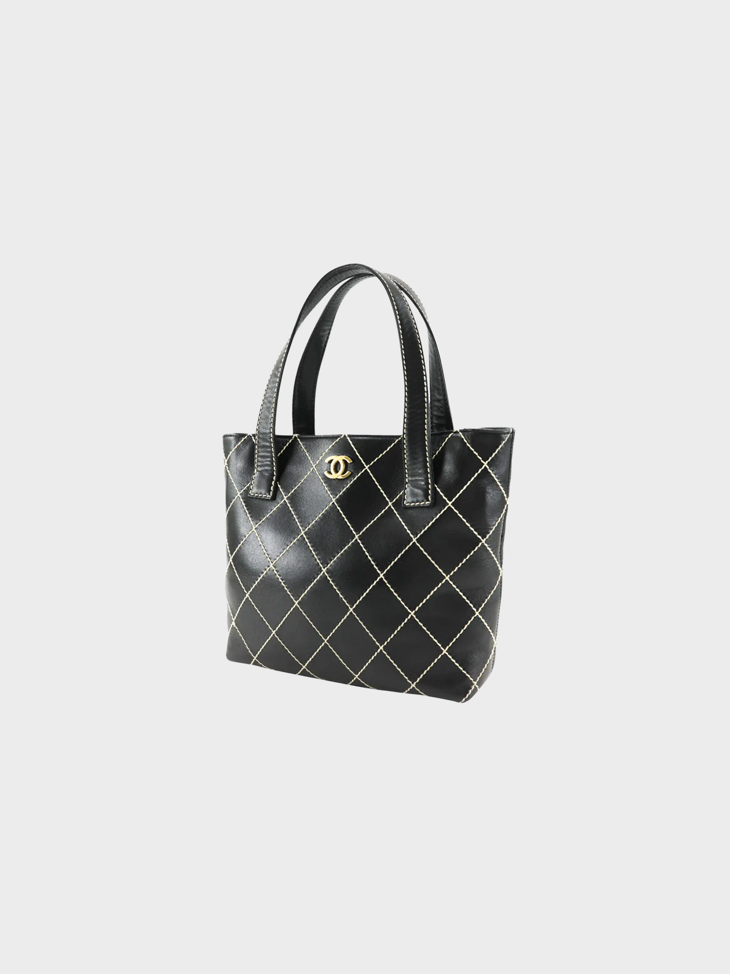 Chanel 2002 Black Wild Stitch Tote Handbag