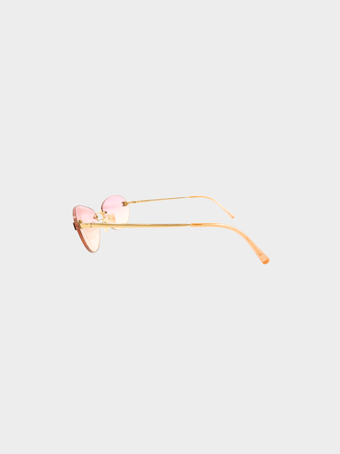 Chanel 2000s Pink Rimless CC 4003 Oval Sunglasses