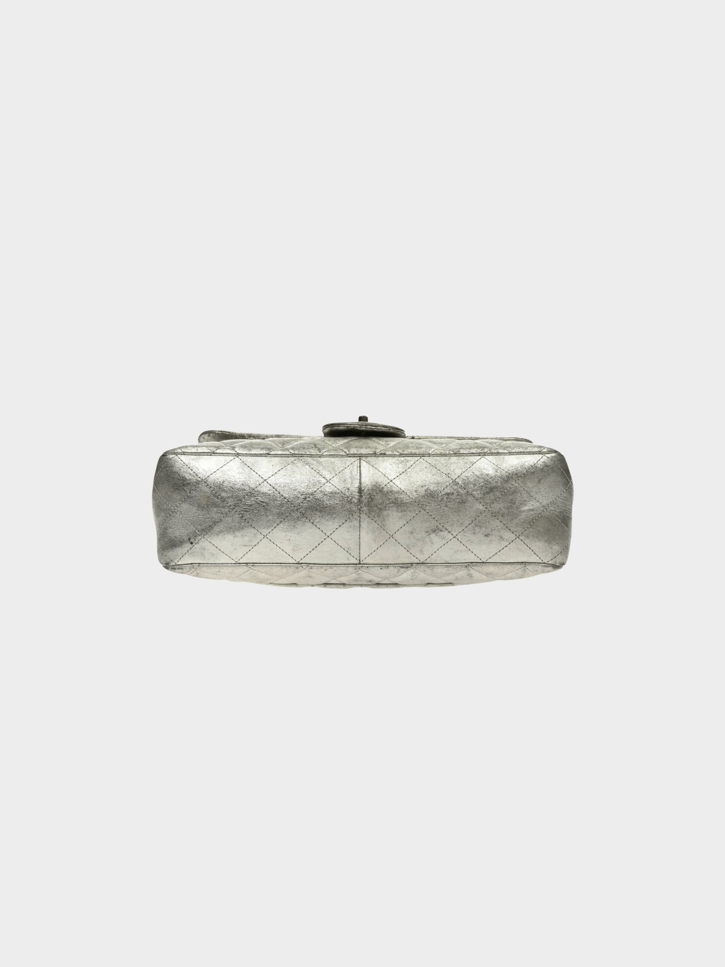 Chanel 2000s Silver Quilted Leather Classic Single Flap Bag