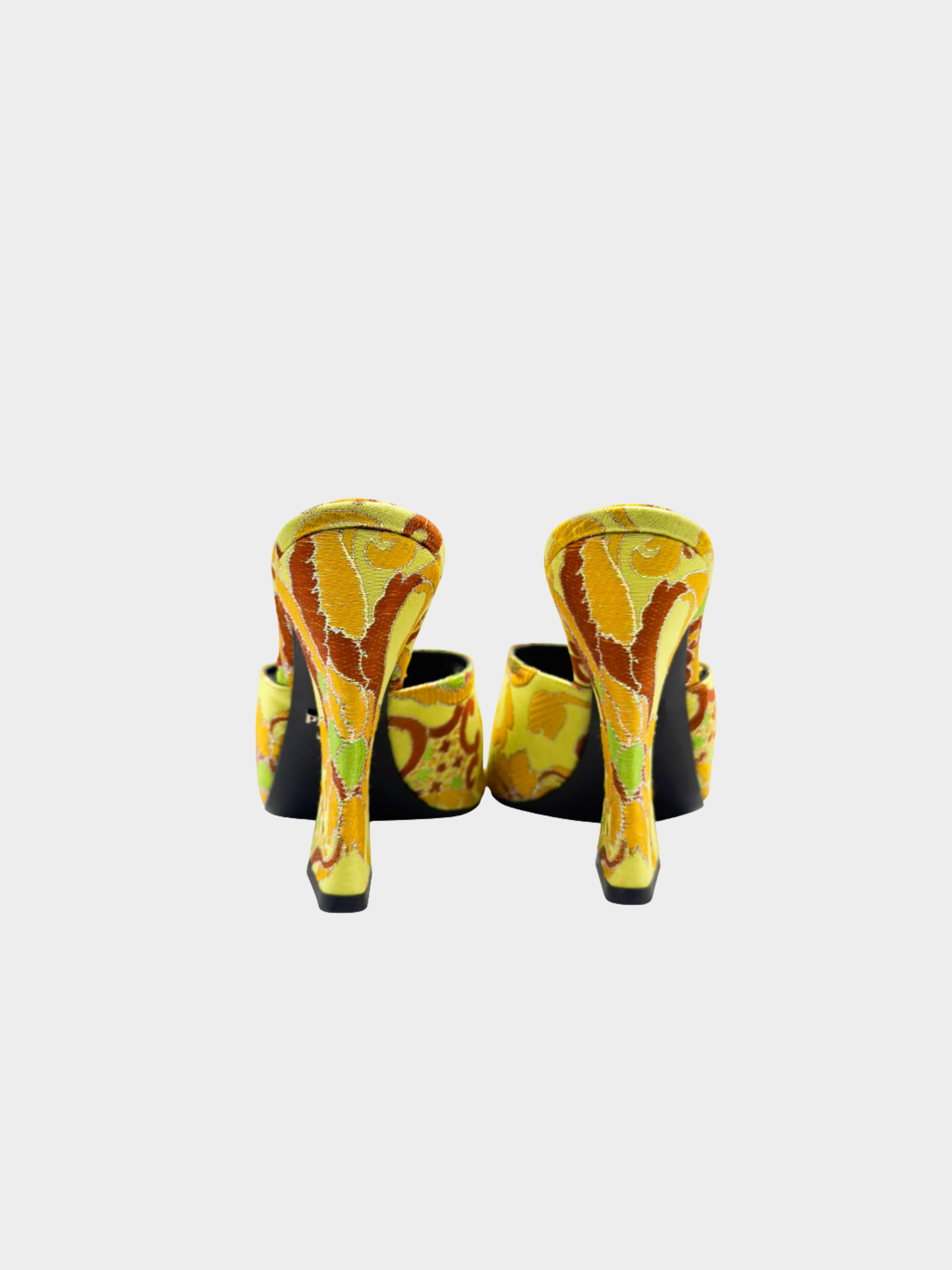 Prada SS 2003 Yellow Brocade Mules