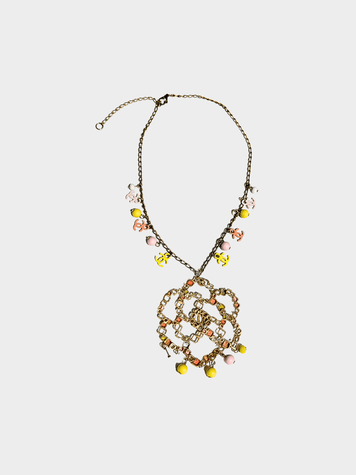 Chanel SS 2003 CC Gold Multicolor Charm Link Necklace