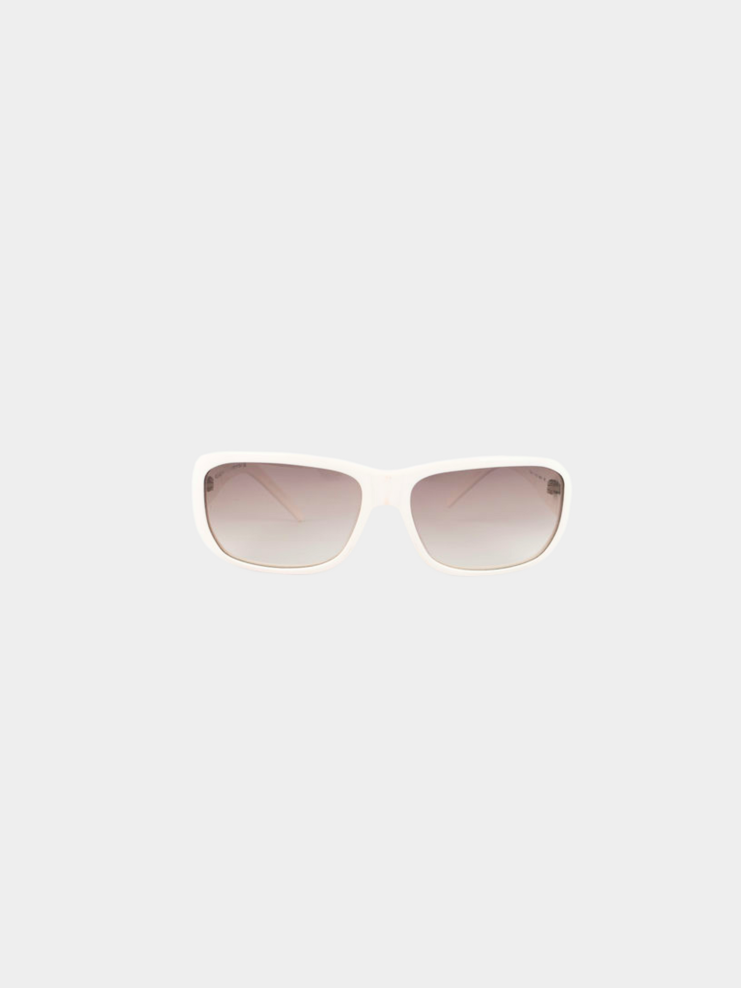 Chanel 2000s White CC Rectangle Sunglasses