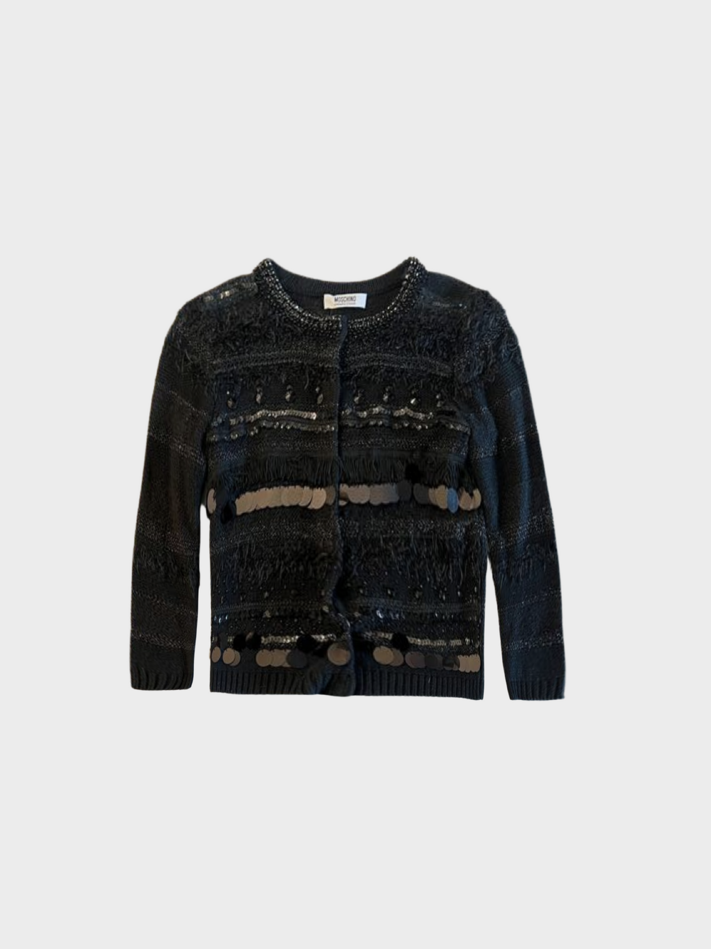 Moschino 1990s Cheap and Chic Black Sequin Cardigan