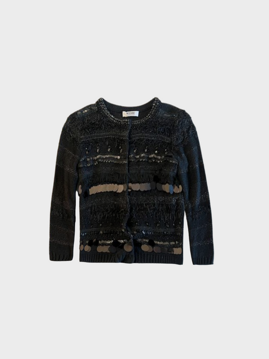 Moschino 1990s Cheap and Chic Black Sequin Cardigan