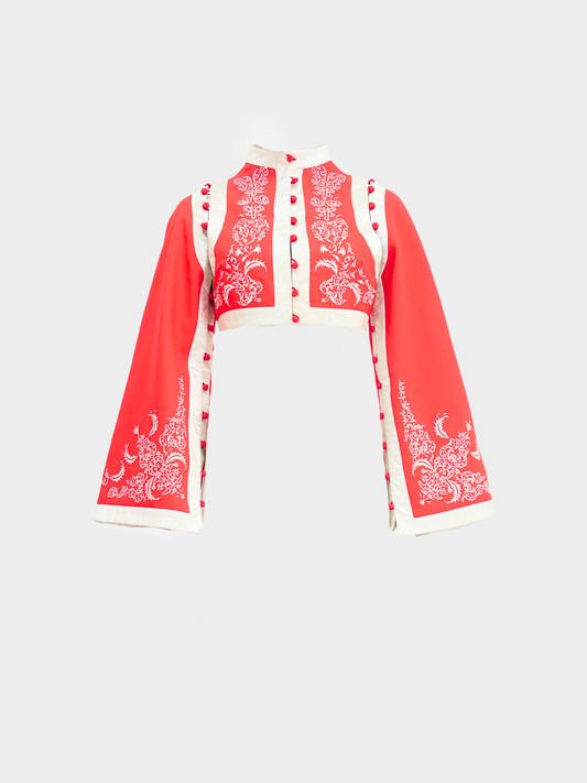 Alexander McQueen SS 2000 “Eye” Collection Silk Red Cropped Kimono Bolero