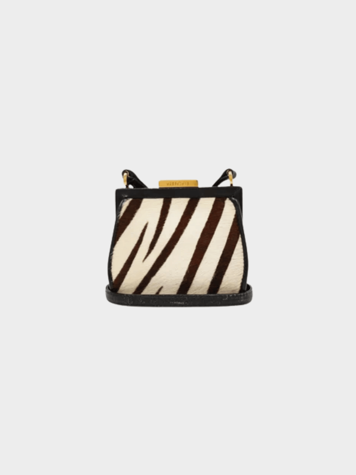 Gucci 2000s Ivory Brown Black Haircalf Leather Shoulder Bag
