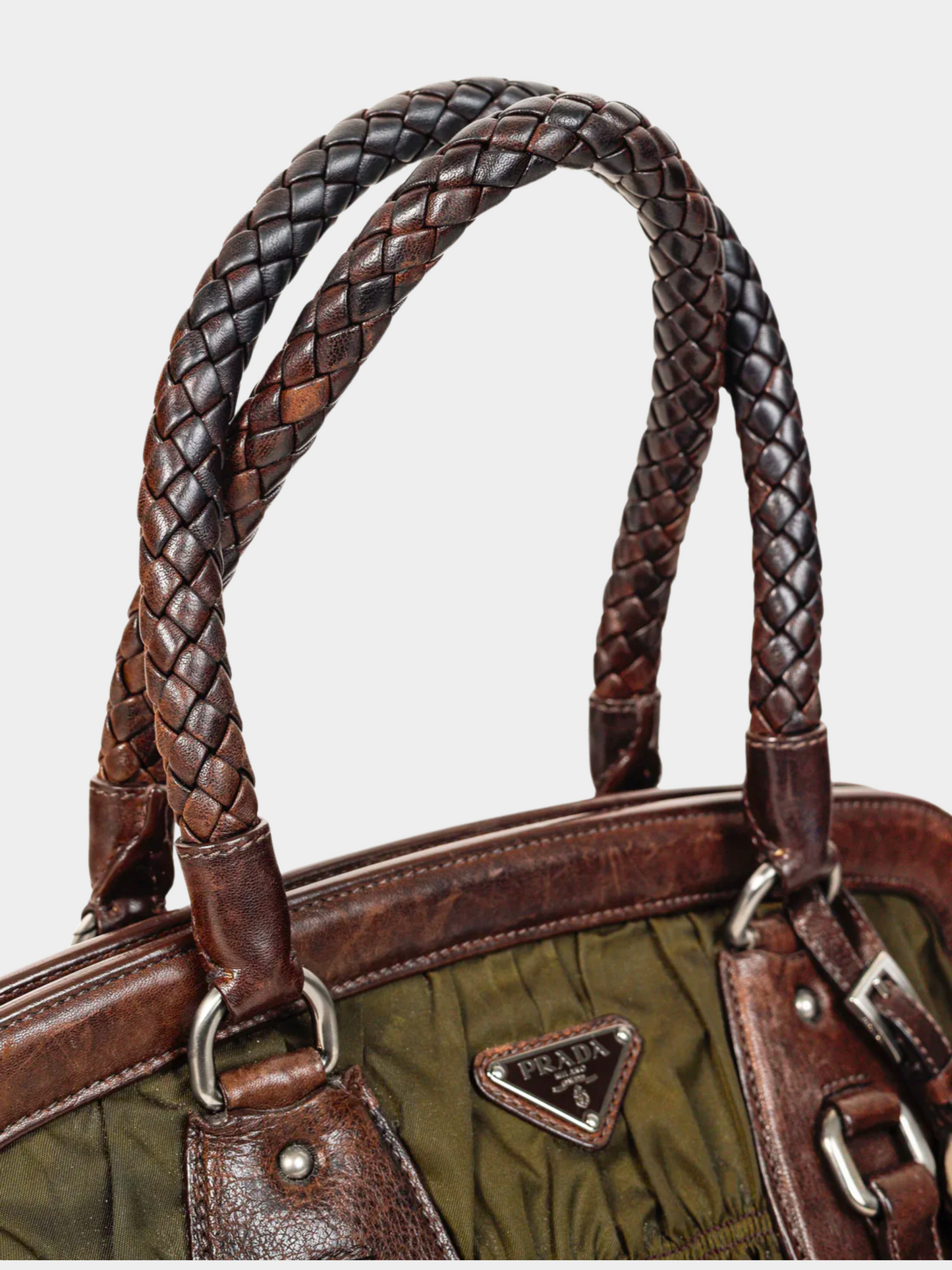 Prada 2007 Resort Green Tessuto Gaufre Nylon Shoulder Bag