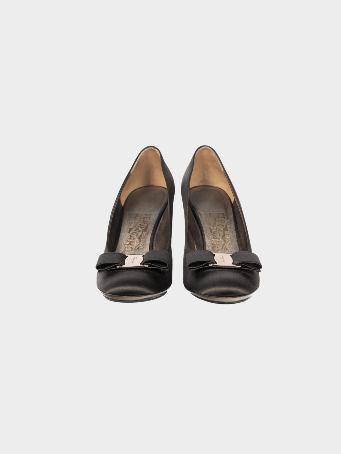 Salvatore Ferragamo 2000s Brown Satin Vara-Bow Pumps