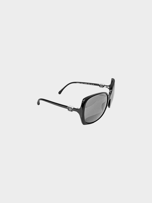 Chanel 2000s Black CC 5216-A Oversized Sunglasses