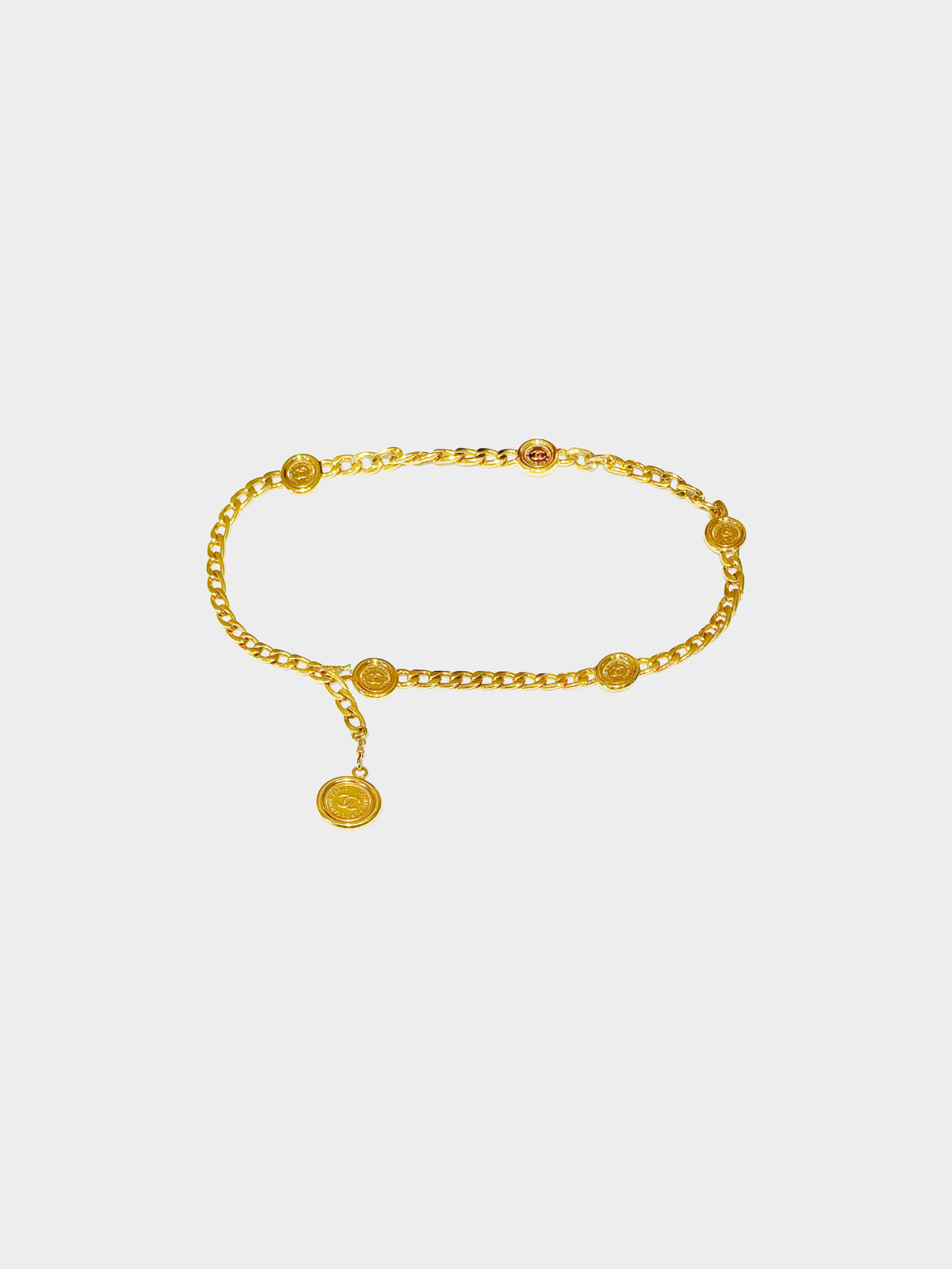 Chanel 1990s Gold Metal Chainlink Medallion Belt