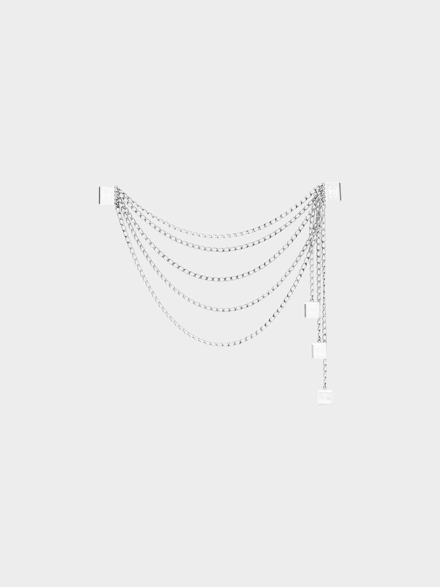 Chanel Cruise 2003 Silver Multistrand Chain Link CC Cip-on Accessory