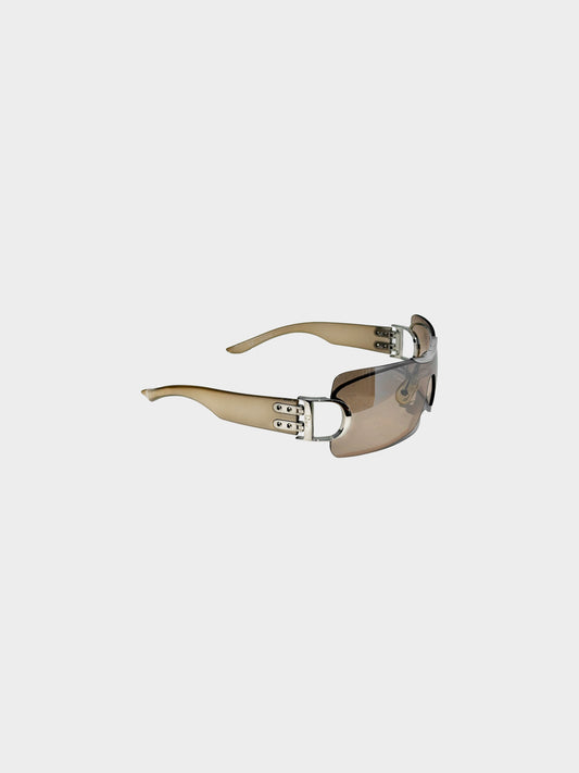 Christian Dior Early 2000s Brown Airspeed Rimless Sunglasses