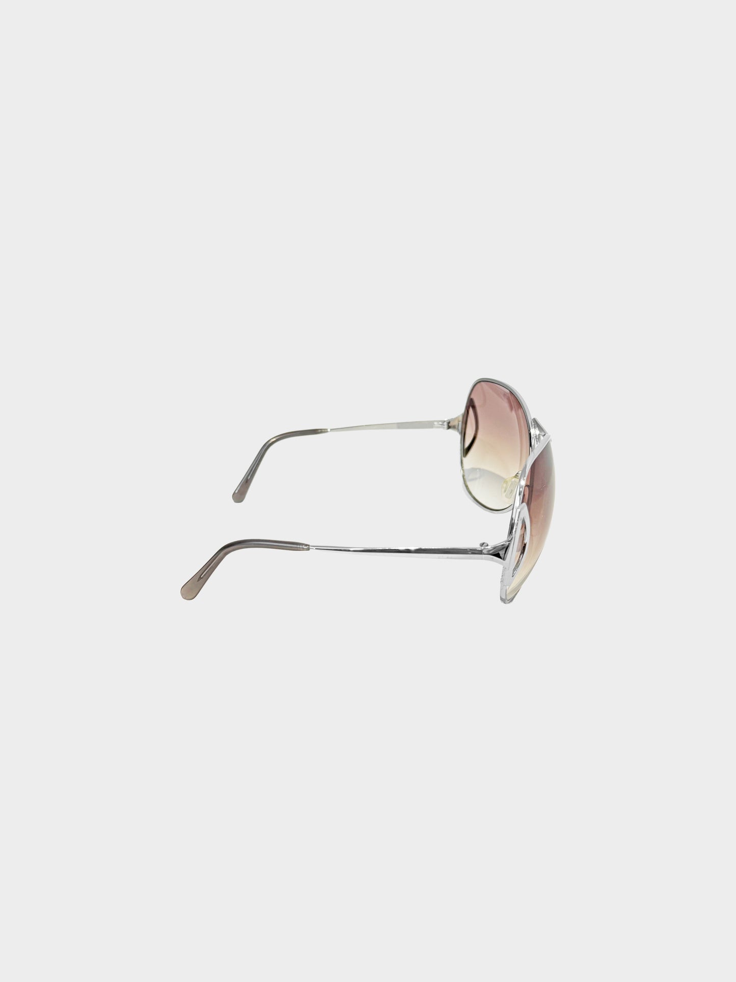 Christian Dior 1990s Brown and Silver Aviator Sunglasses