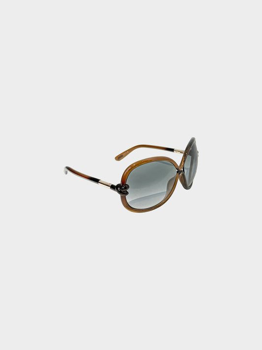 Tom Ford 2000s Dark Brown and Gradient Knotted Detail Sonja Sunglasses