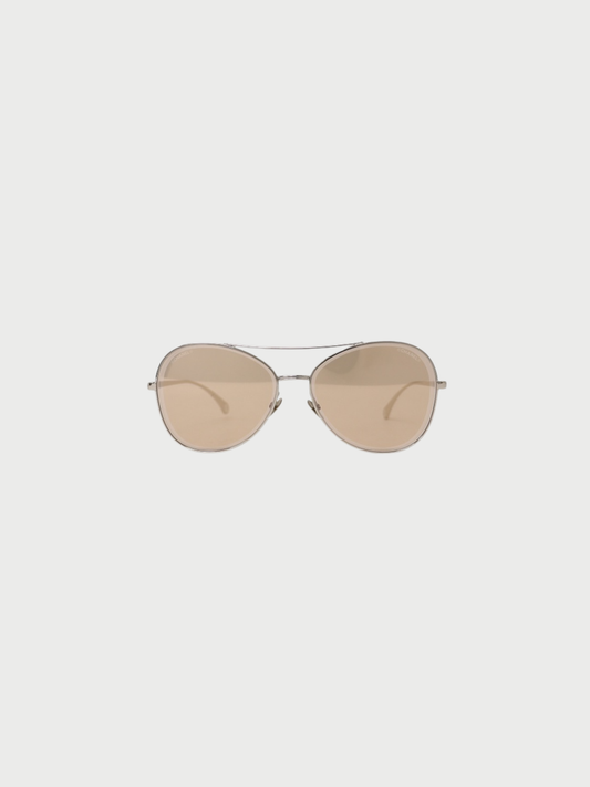 Chanel 2000s Silver Plated Metal COCO Sunglasses