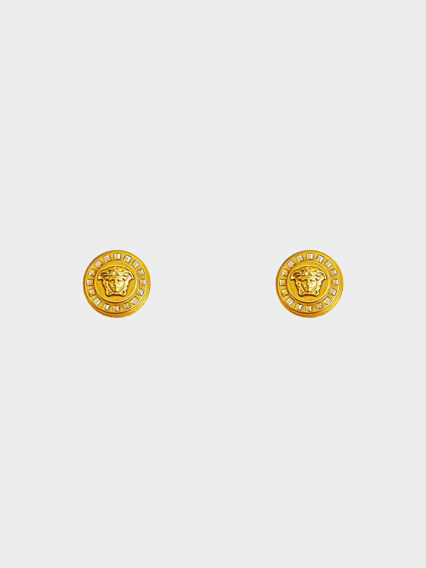 Versace 2010s Medusa Rhinestone Clip-On Earrings