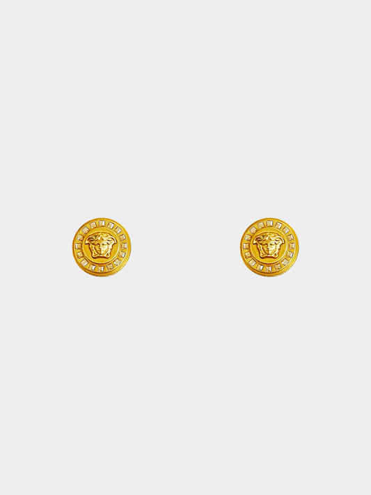 Versace 2010s Medusa Rhinestone Clip-On Earrings