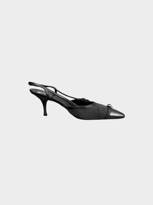 Prada 2000s Black Buckled Slingback Heels