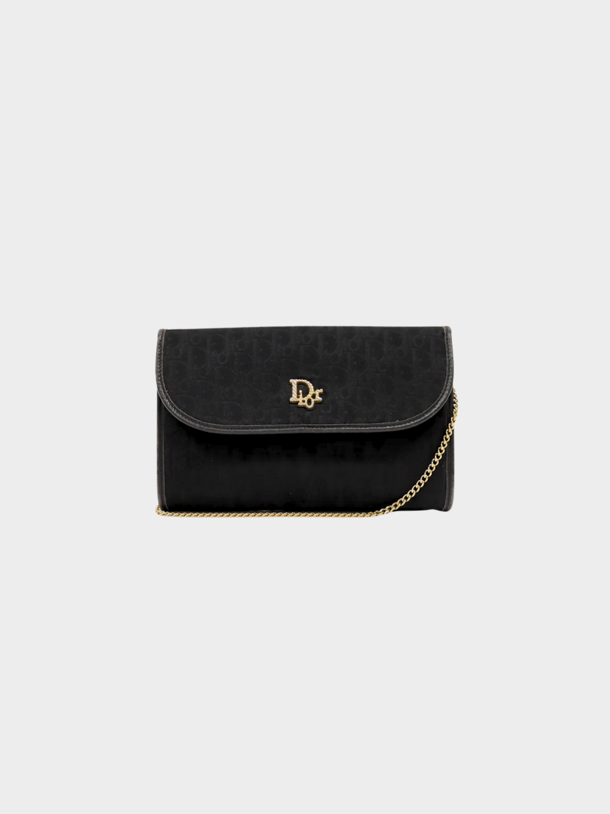 Christian Dior 2000s Black Trotter Canvas Chain Shoulder Bag