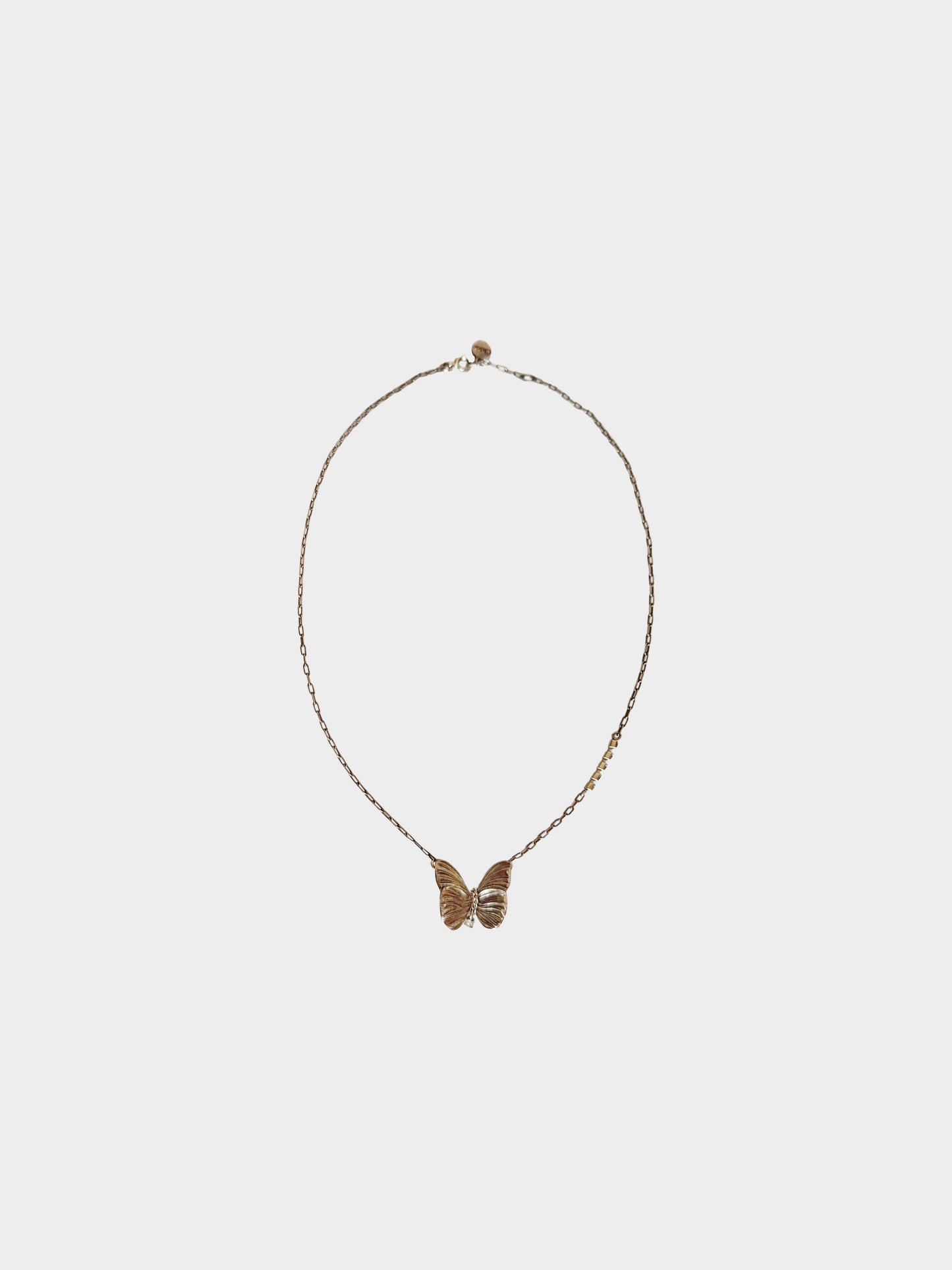 Chloé 1990s Copper and Silver Butterfly Necklace
