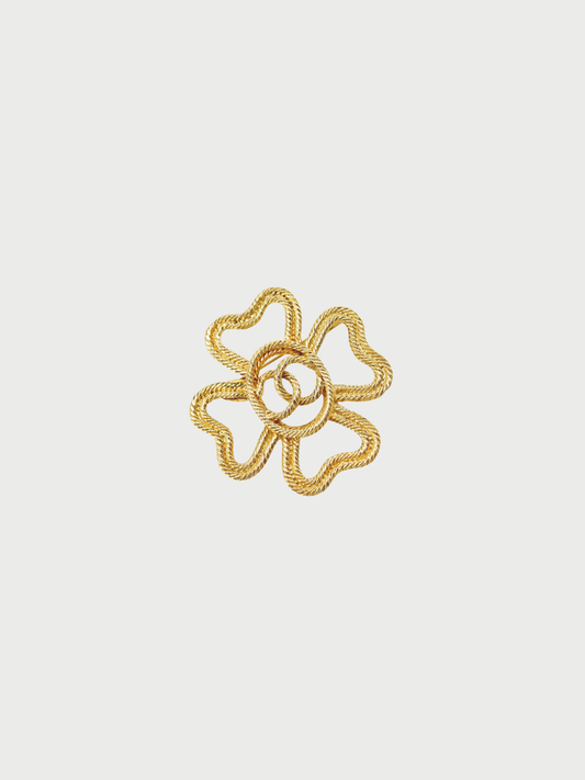 Chanel 1990s Gold Plated COCO Mark Brooch