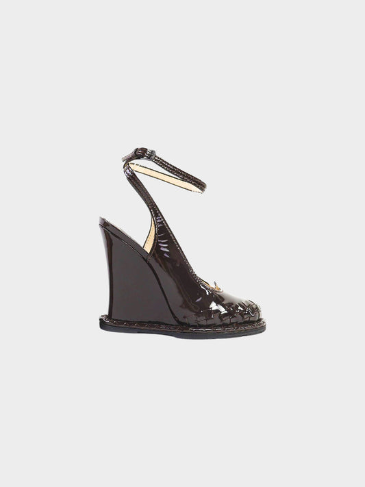 Bottega Veneta 2010s Dark Brown Patent Leather Heels