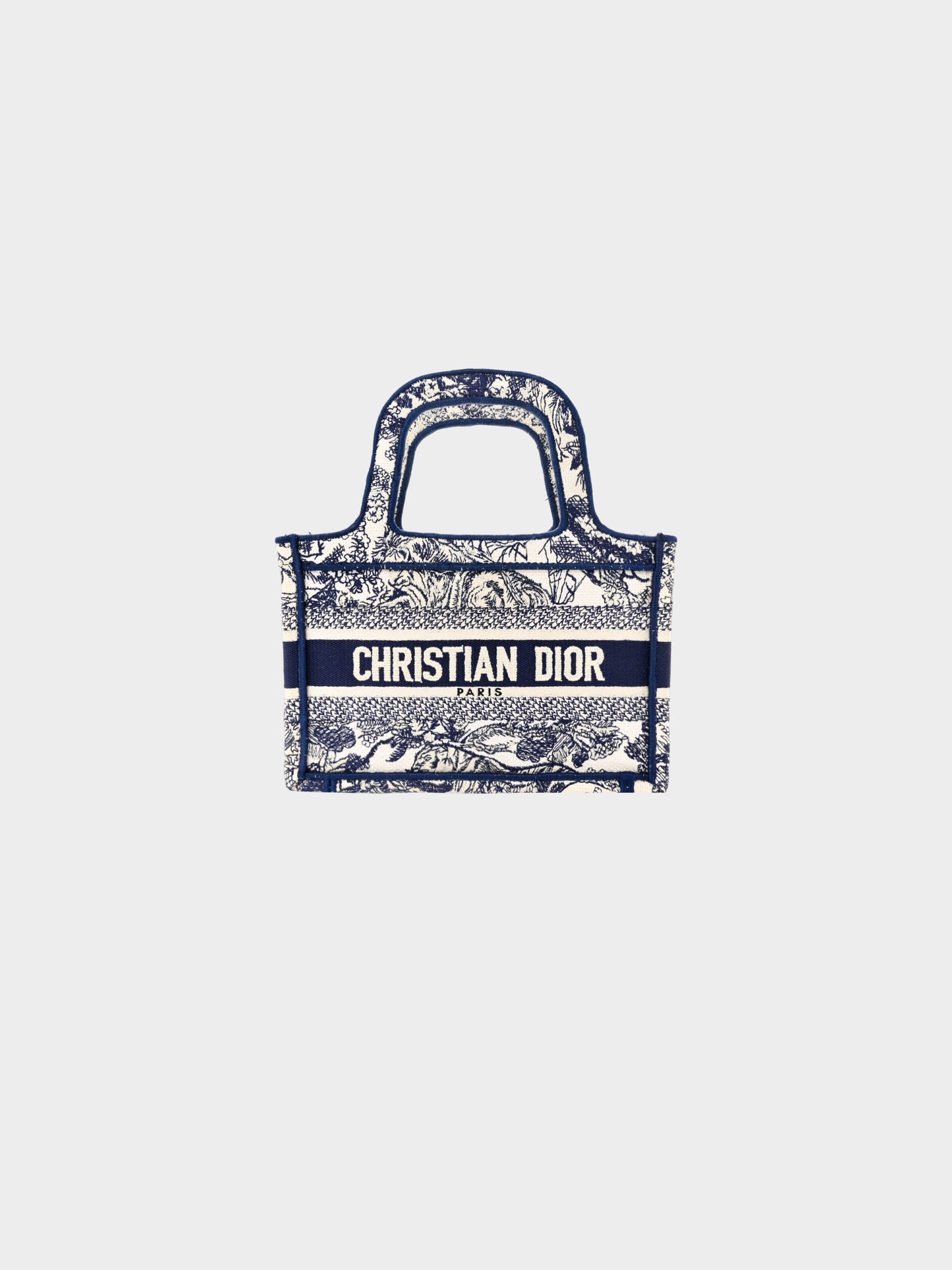Christian Dior 2020 Navy Toile De Jouy Micro Book Tote