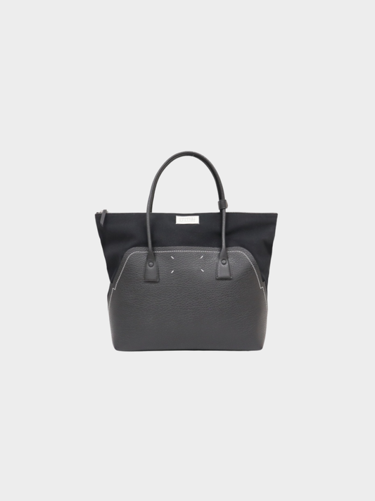 Maison Margiela 2020s Black Leather Canvas 5AC Tote Bag
