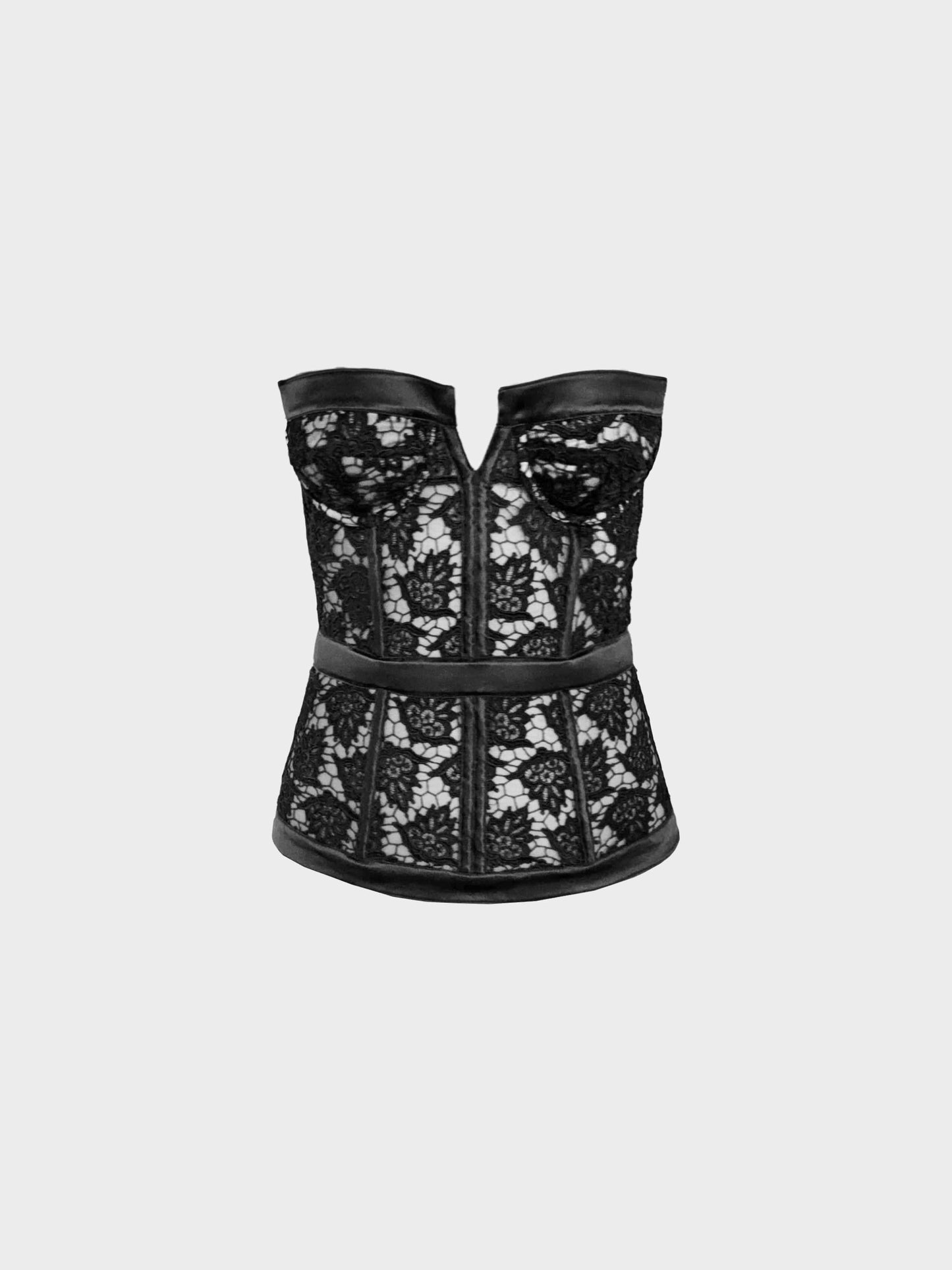 La Perla 2010s Black Floral Lace Bustier Top