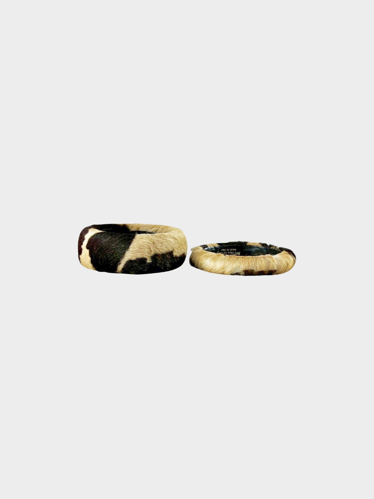 Bottega Veneta 2000s Rare Pony Hair Leather and Fur Bangle Cuff Set