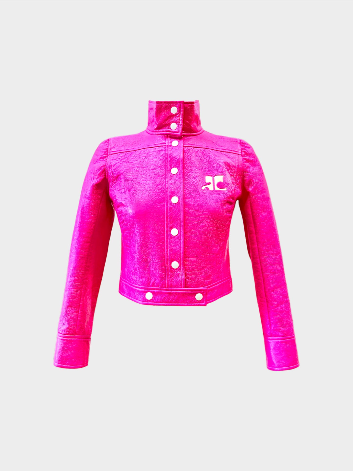 Courrèges 1960s Hot Pink Vinyl Cropped Jacket