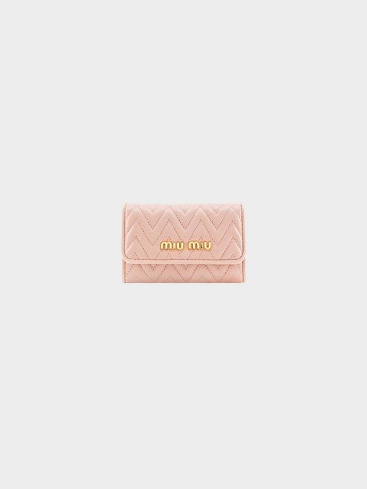 Miu Miu 2010s Pink Chevron Stitch Key Case