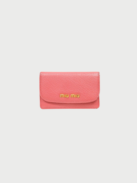 Miu Miu 2010s Pink Leather Logo Hardware Card Case