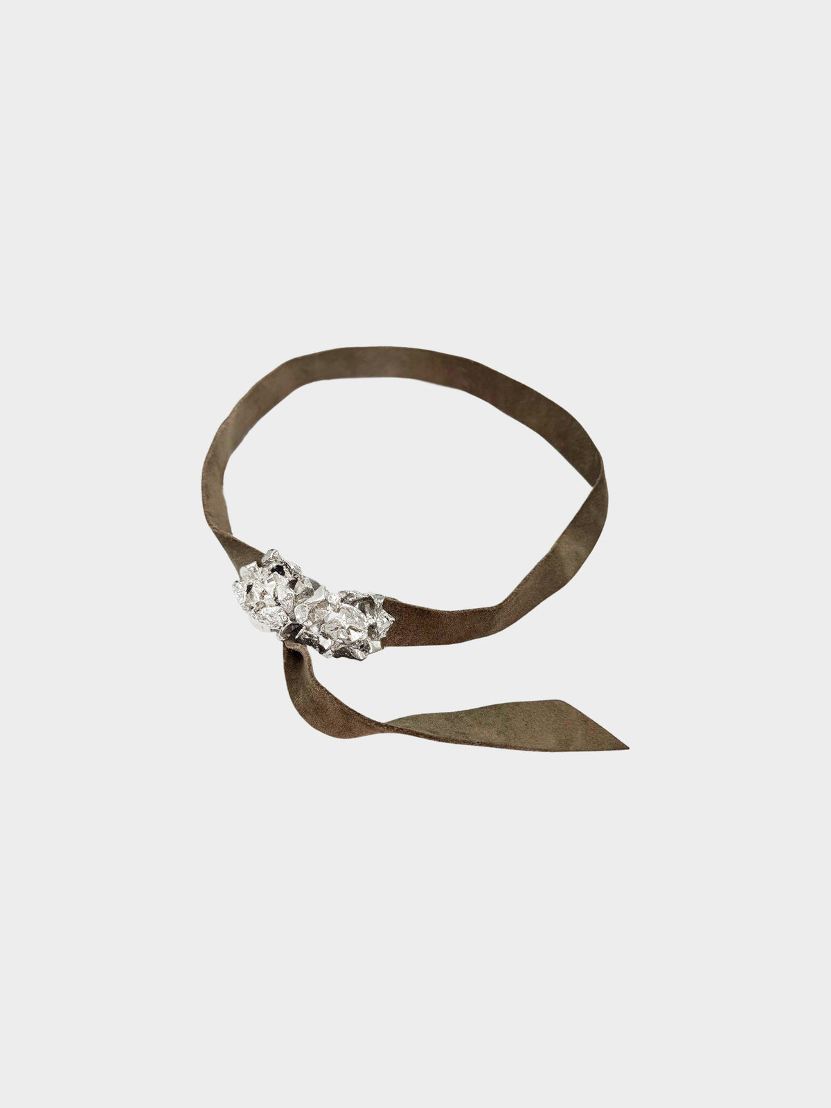Yves Saint Laurent 1990s Rare Brown Suede and Silver Metal Buckle Belt