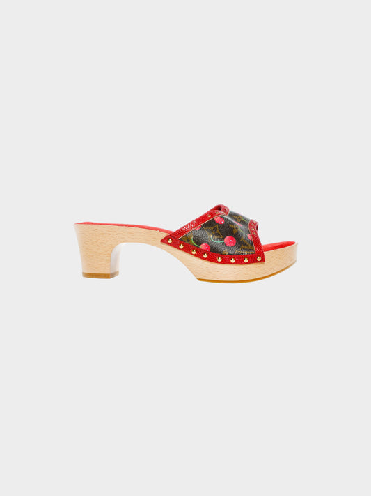 Louis Vuitton 2005 Takashi Murakami Cerises Cherry Wooden Clogs