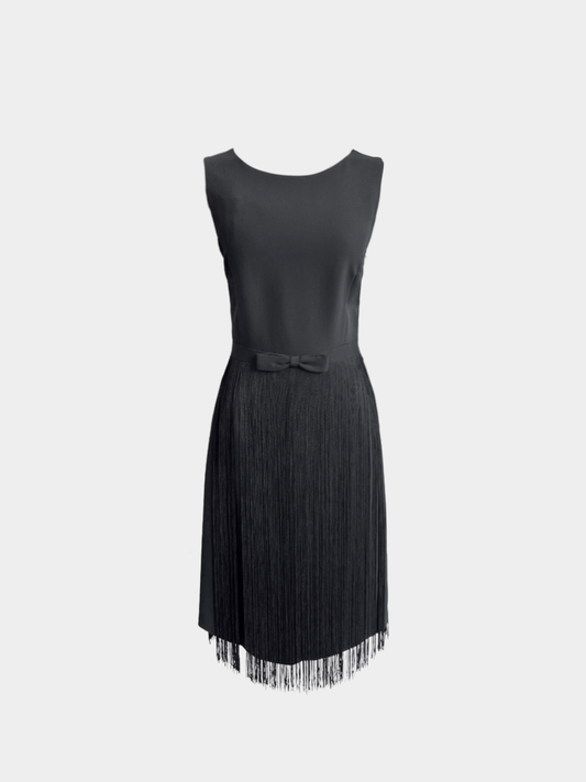 Moschino 1990s Black Fringe Skirt Dress