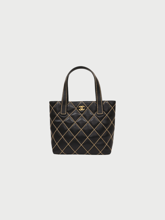 Chanel 2003 Black Leather Wild Stitch Handbag