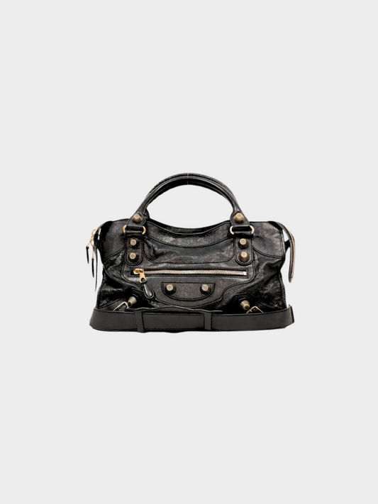 Balenciaga 2000s Black Moto Leather Classic Le City Bag