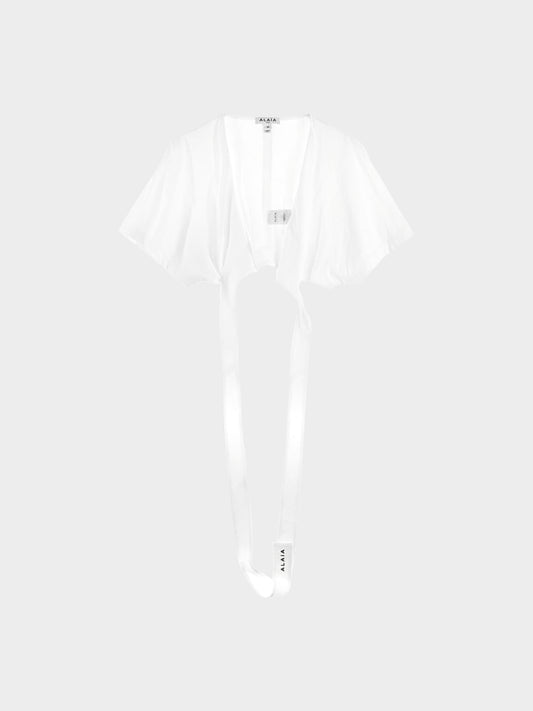 Alaïa FW 2023-2024 White Cotton Wrap Cropped Top