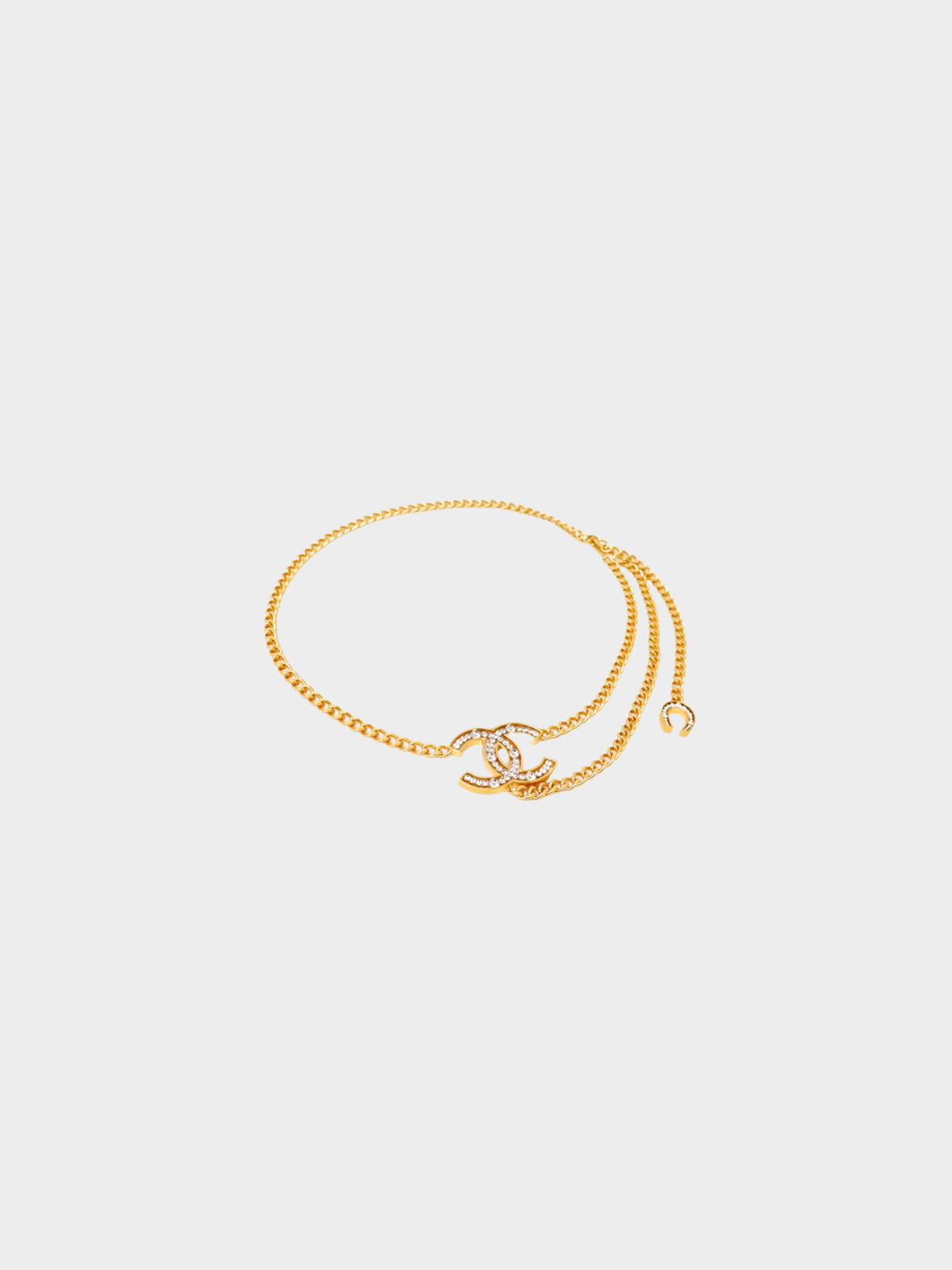 Chanel 2002 Gold Coco Rhinestone Chain Belt