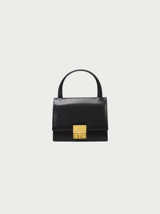 Givenchy 2000s Black Leather Logo Hardware Handbag