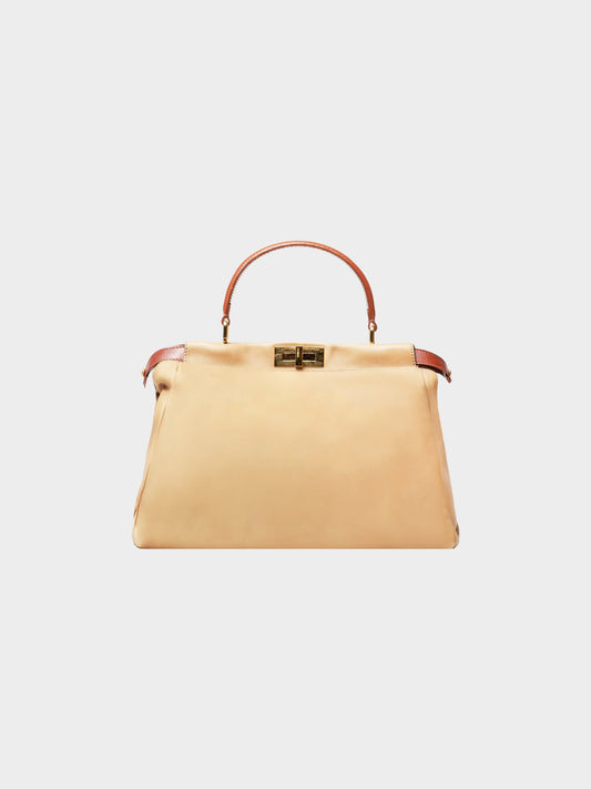 Fendi 2010s Beige and Brown Leather Large Peekaboo Bag