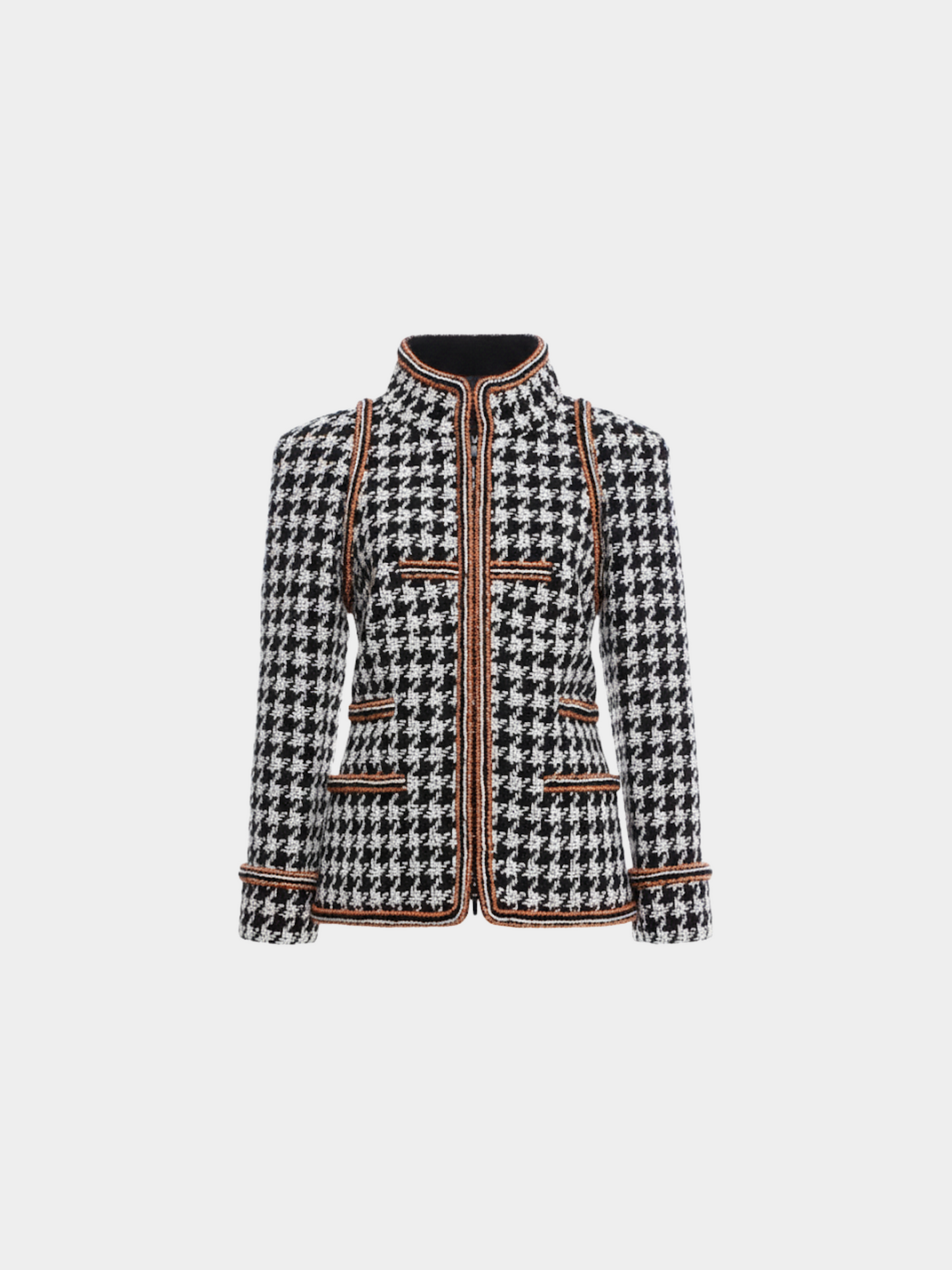 Chanel 2010s Black White Houndstooth Tweed Jacket