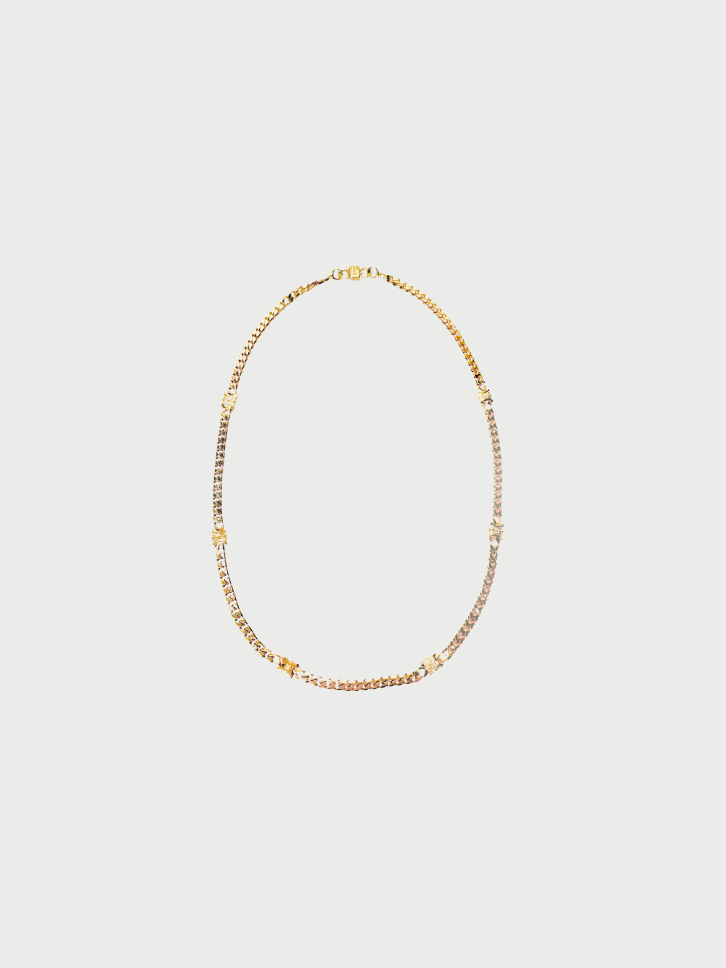 Celine 1990s Gold Triomphe Macadam Curb Chain Choker Necklace