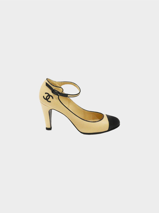 Chanel 2020 Black and Beige Two-tone Mary Jane Pumps