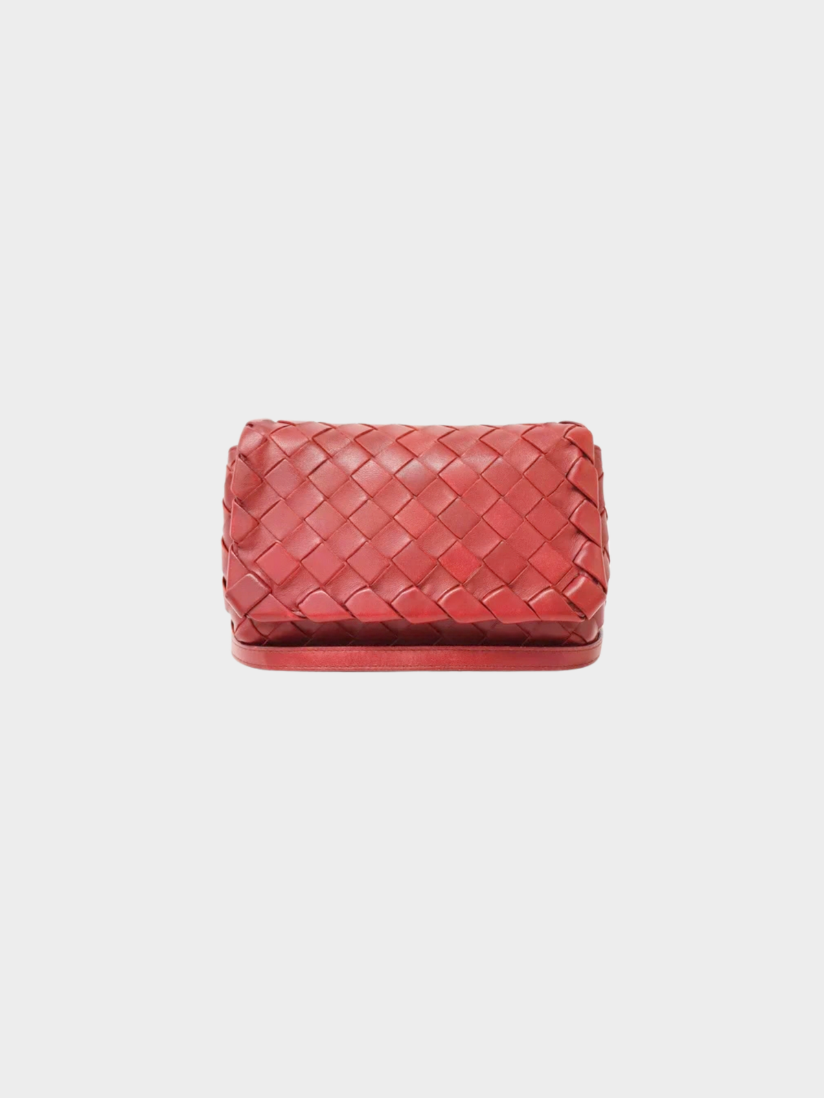 Bottega Veneta 2000s Red Intrecciato Leather Mini Shoulder Bag