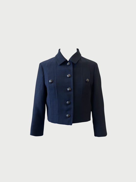Christian Dior 2020s Navy Wool Silk Cropped Jacket
