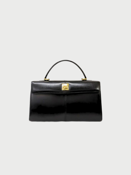 Yves Saint Laurent 2000s Black Leather Logo Hardware Handbag