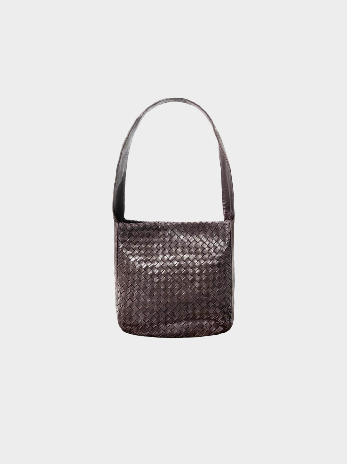 Bottega Veneta 2000s Dark Brown Intrecciato Leather Hobo Bag