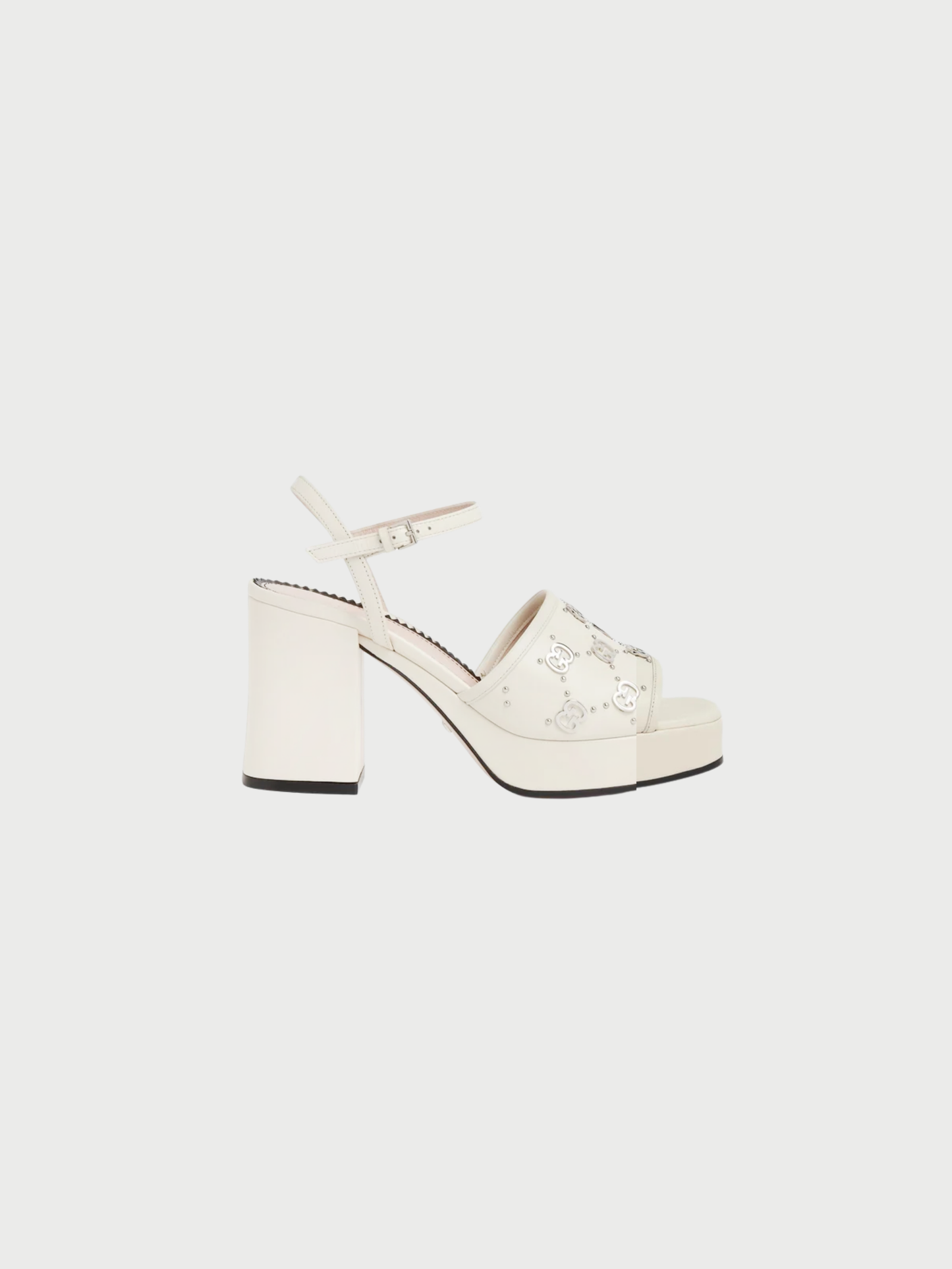 Gucci 2020s Ivory Leather Janaya GG Studded Platform Sandals